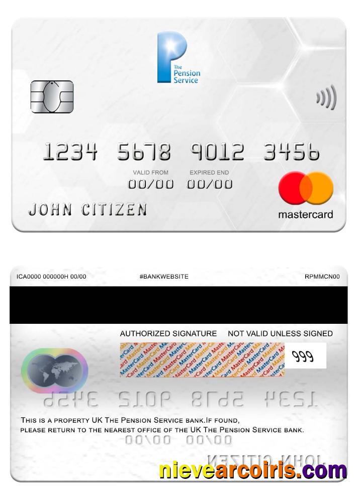 UK The Pension Service bank mastercard
